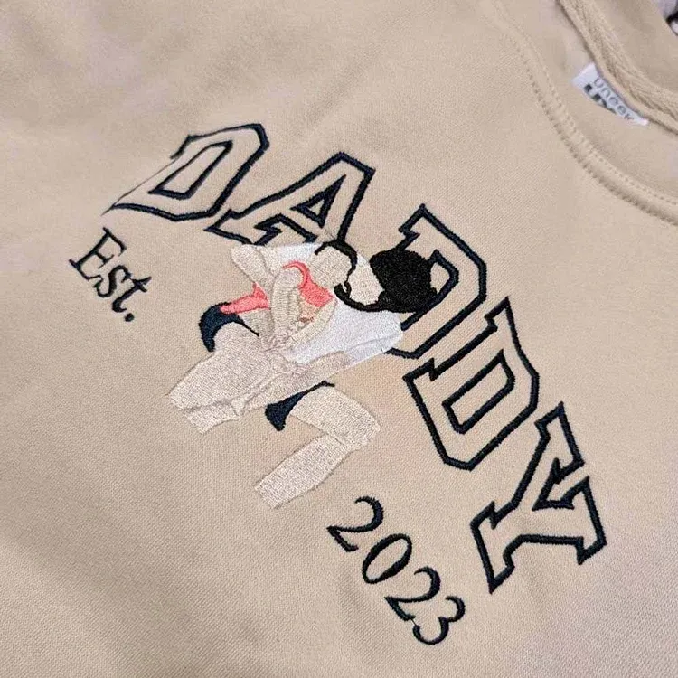 Custom Embroidered Dad Sweatshirt With Photo,Gift For Dad From Mom