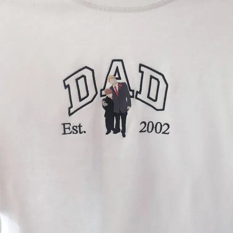 Custom Embroidered Dad Sweatshirt With Photo,Gift For Dad From Mom