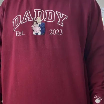 Custom Embroidered Dad Sweatshirt With Photo,Gift For Dad From Mom