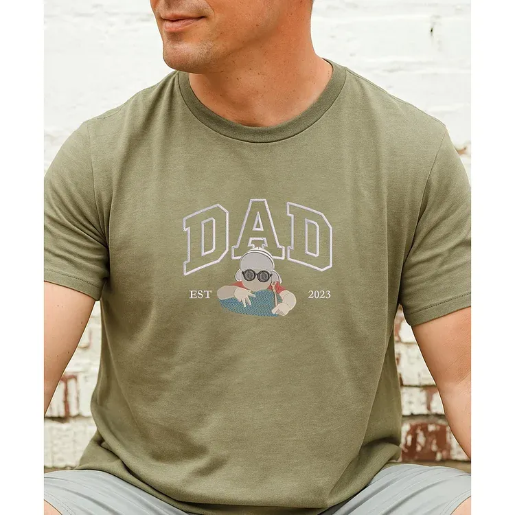 Custom Embroidered Dad Sweatshirt With Photo,Gift For Dad From Mom