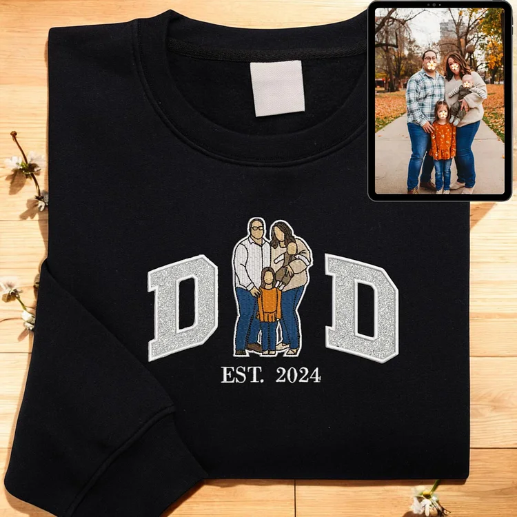 Embroidered Dad T-shirt,Custom Embroidered Dad Sweatshirt,Glitter Embroidered Sweatshirt