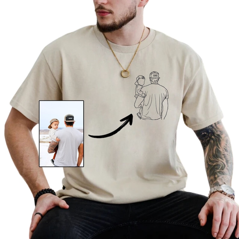 Personalized Photo Portrait Dad Printing T-shit/Sweatshirt, Gift For Father's Day