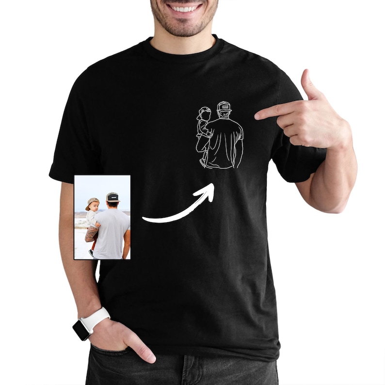 Personalized Photo Portrait Dad Printing T-shit/Sweatshirt, Gift For Father's Day