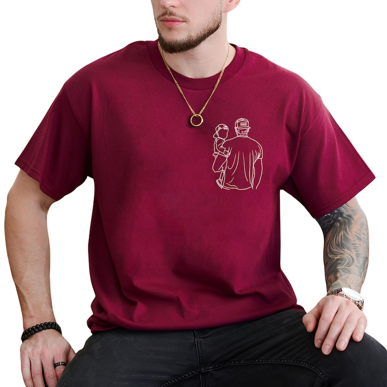 Personalized Photo Portrait Dad Printing T-shit/Sweatshirt, Gift For Father's Day