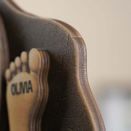 Custom Father And Child Footprint Wooden Stand 