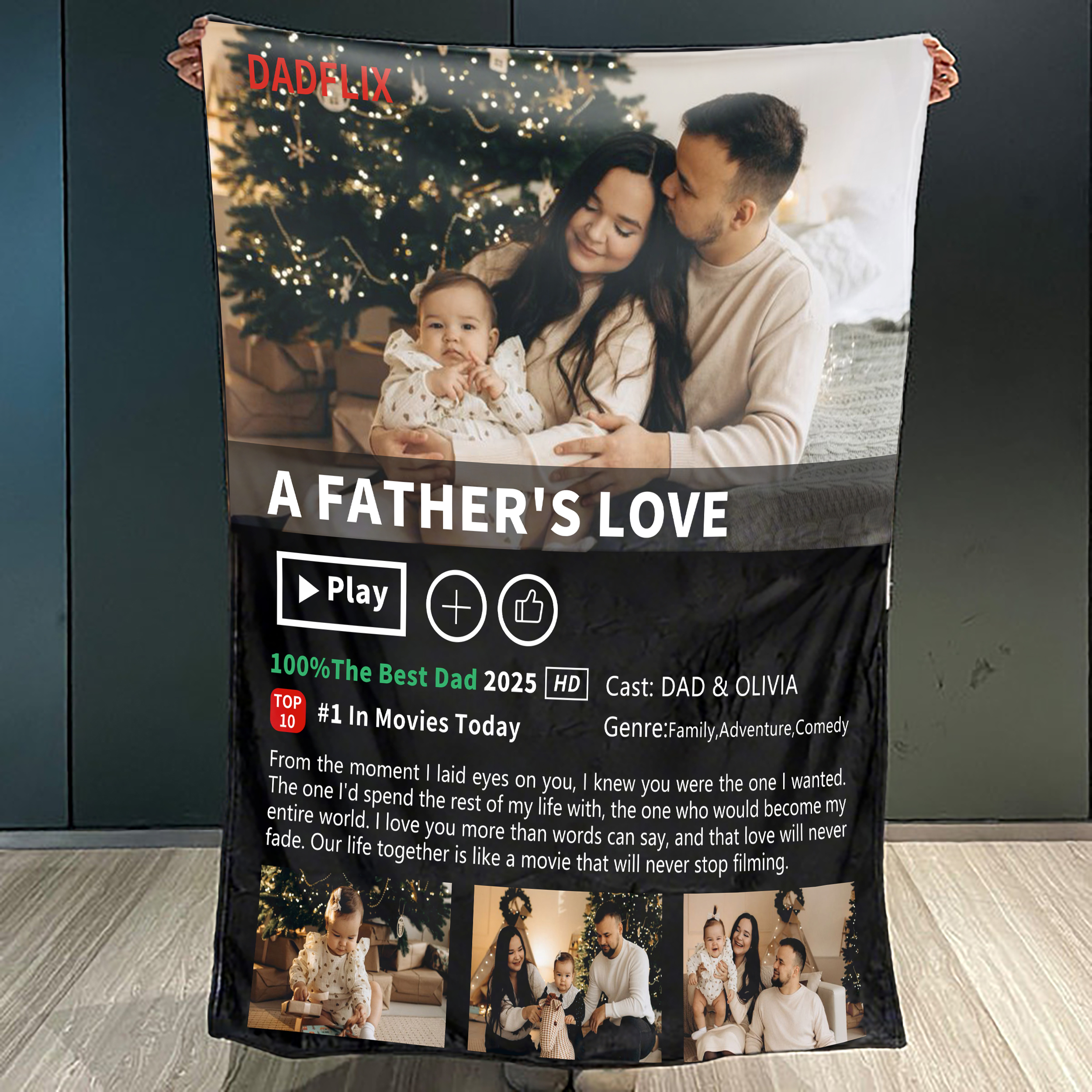 Personalized Dadflix, Diy Photo Template Blanket, Father's Day Gift