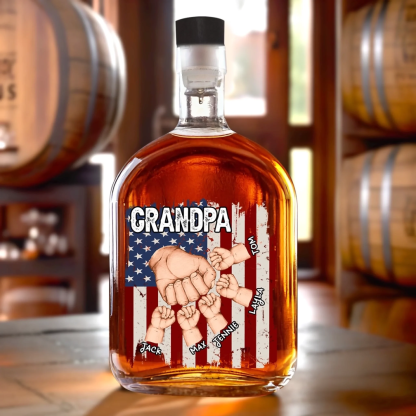 Family Personalized Fist Bump Whiskey Bottle, Gift For Dad, Grandpa