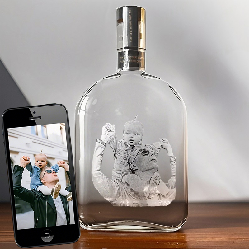 Personalized Etched Picture Rocks Whiskey Bottles, Father's day Gifts