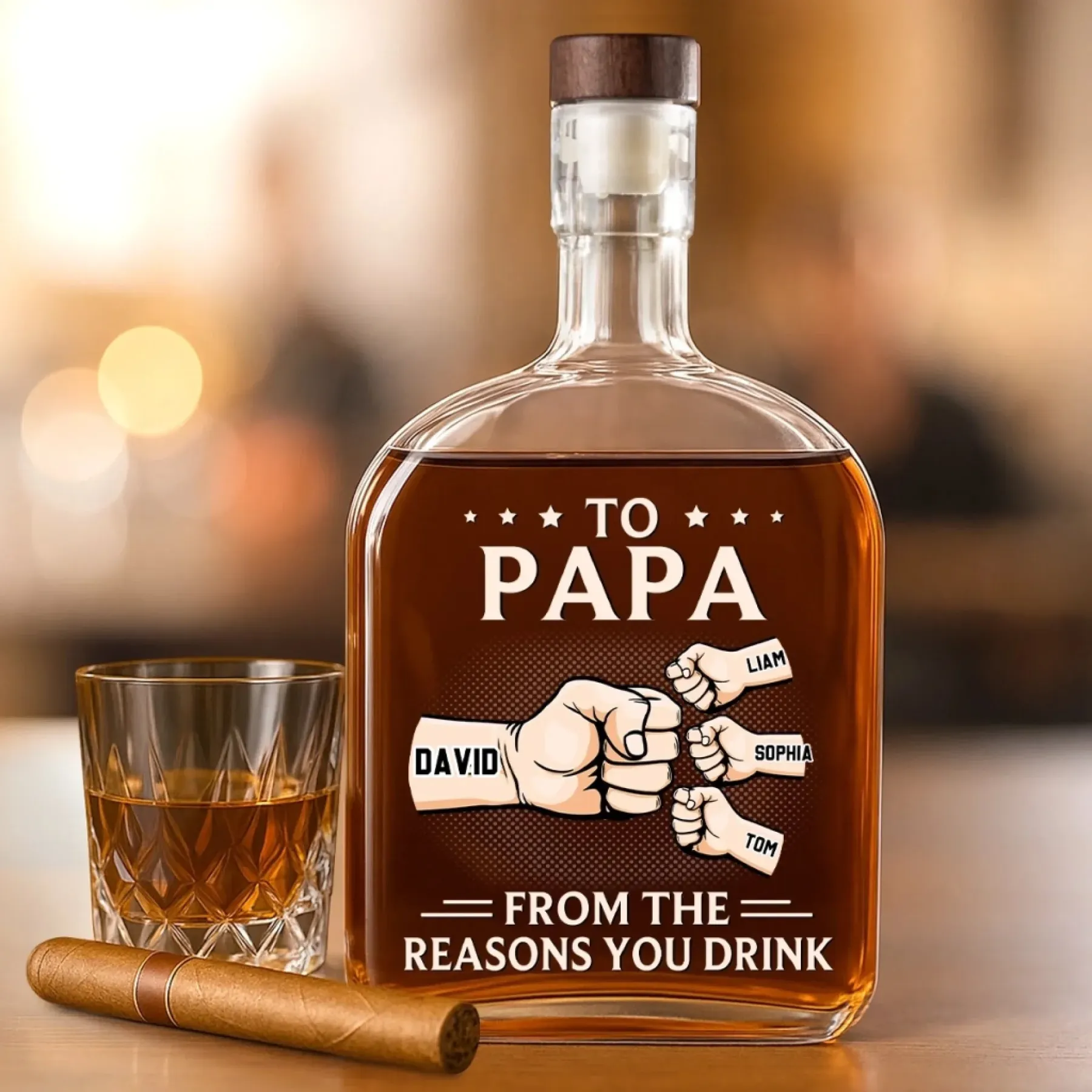From The Noisiest Part Of Your Life - Family Custom Whiskey Bottle Father's Day Gift For Dad