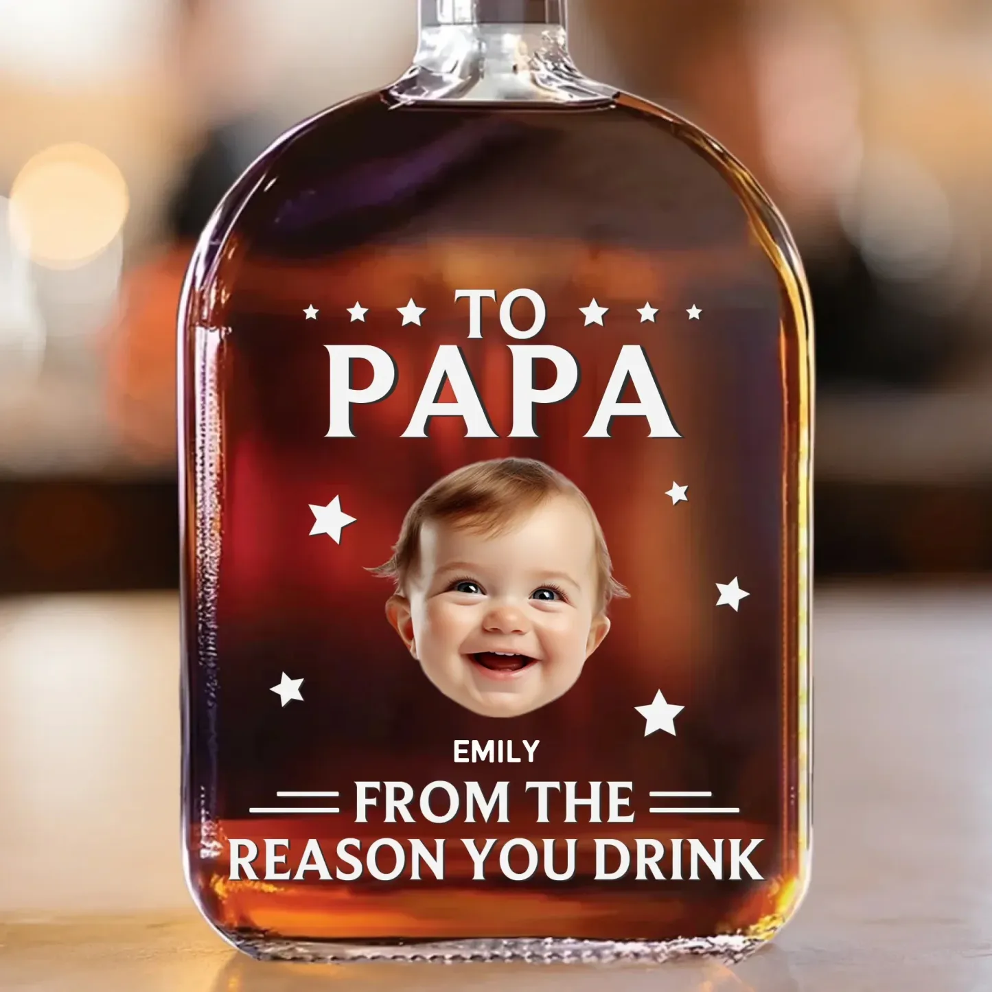 Custom Photo Booth Family Whiskey Bottle - Father's Day Gift For Dad Or Grandpa