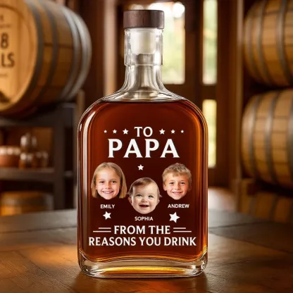Custom Photo Booth Family Whiskey Bottle - Father's Day Gift For Dad Or Grandpa