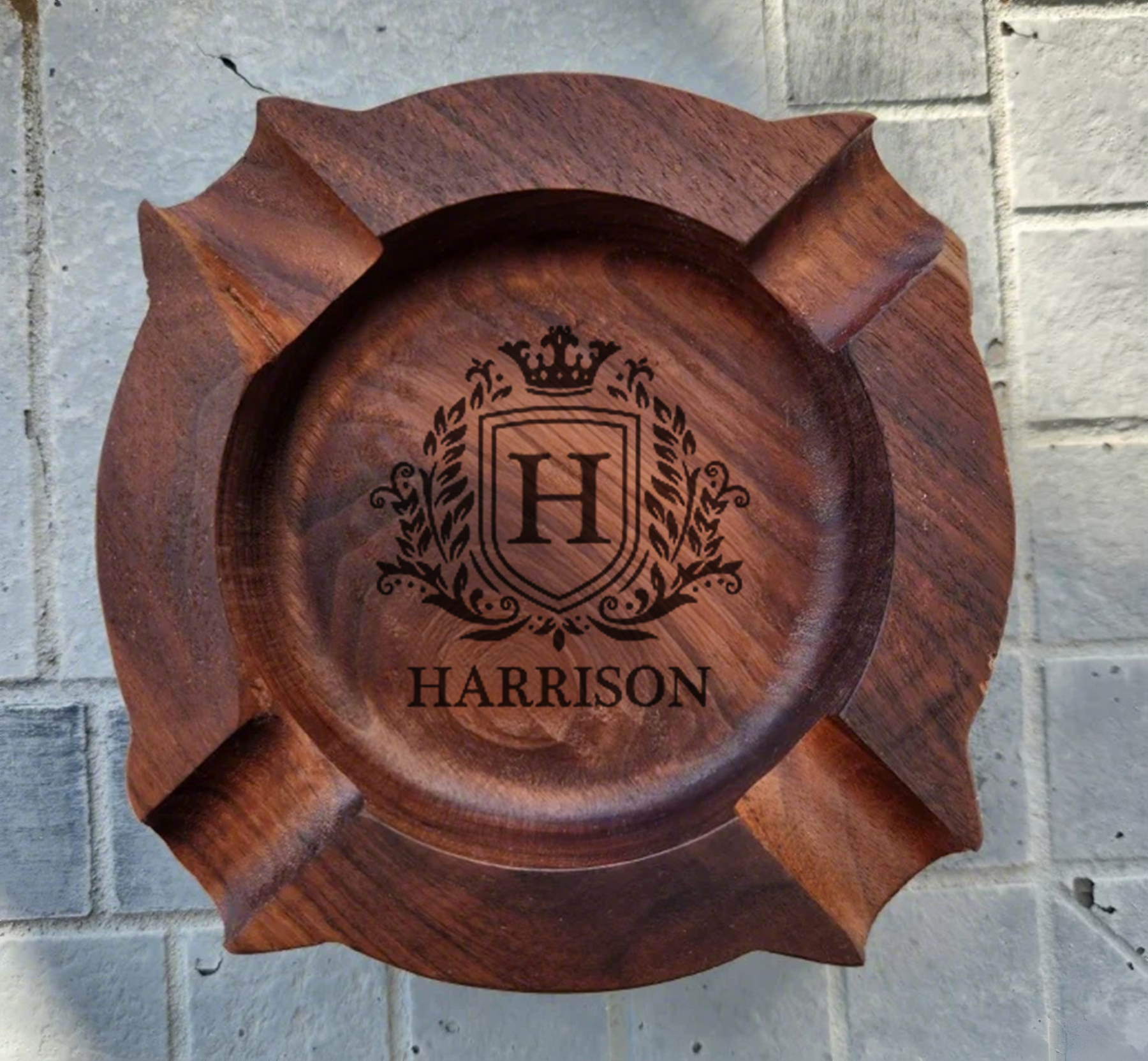 Personalized Name Walnut Cigar Ash Tray