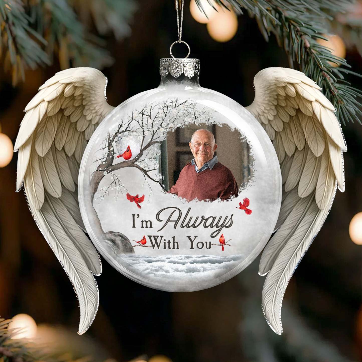Christmas Ornament I'm Always With You - Personalized Memorial Glass Photo Ornament