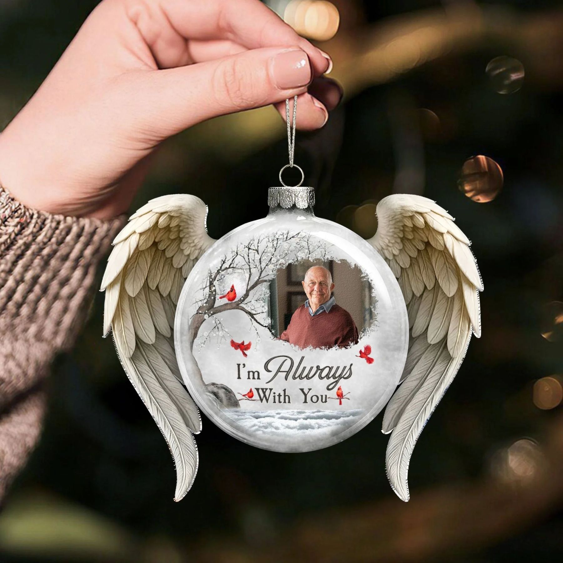 Christmas Ornament I'm Always With You - Personalized Memorial Glass Photo Ornament