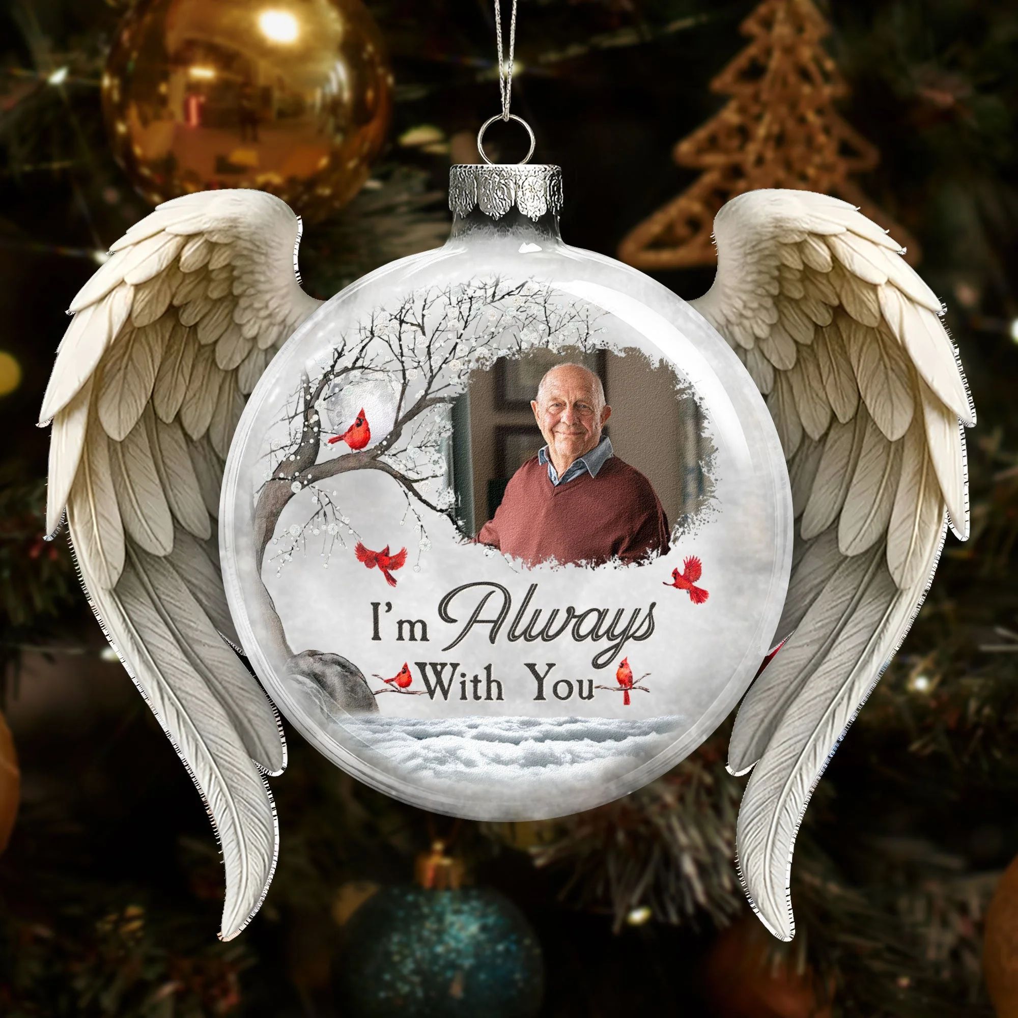 Christmas Ornament I'm Always With You - Personalized Memorial Glass Photo Ornament