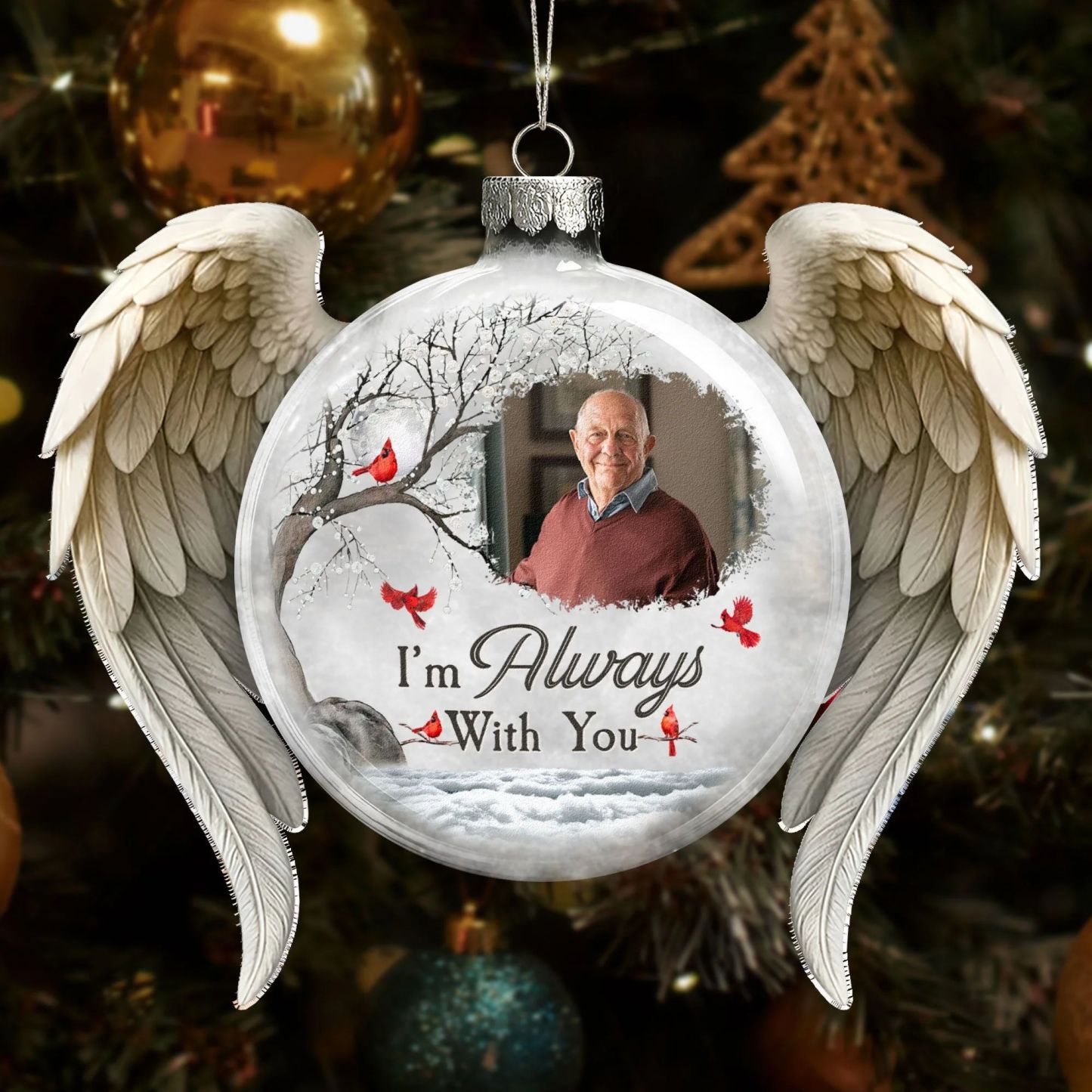 Christmas Ornament I'm Always With You - Personalized Memorial Glass Photo Ornament