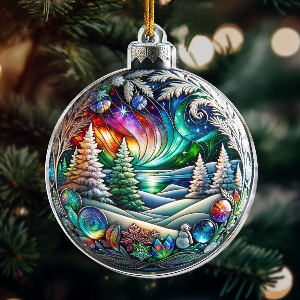 Custom Photo Family In Christmas Ball - Personalized Acrylic Photo Ornament