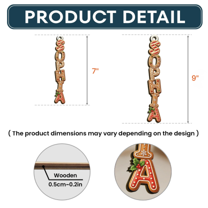 Custom Gingerbread Letter With Name For Family, Kids - Personalized Family Wooden Ornament, Christmas Stocking Tag, Name Ornament