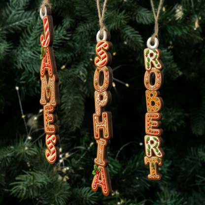 Custom Gingerbread Letter With Name For Family, Kids - Personalized Family Wooden Ornament, Christmas Stocking Tag, Name Ornament