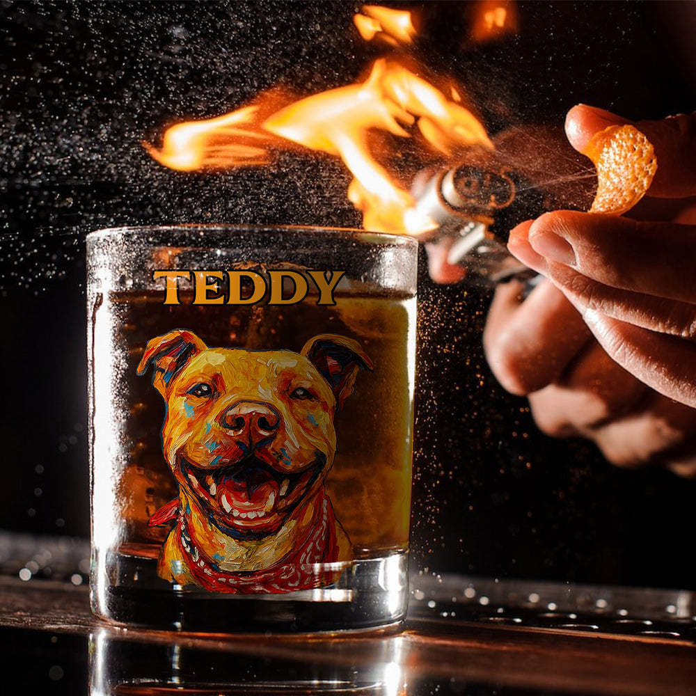 Custom Painted Pet's Photo - Personalized Dog Whiskey Glass