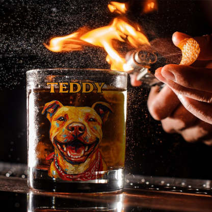 Custom Painted Pet's Photo - Personalized Dog Whiskey Glass