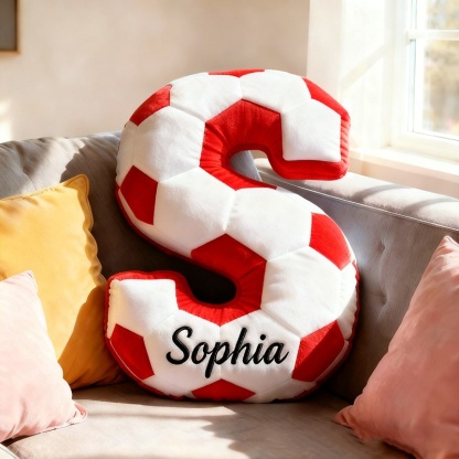 Personalized Soccer Ball Letter Pillow With Custom Name Design