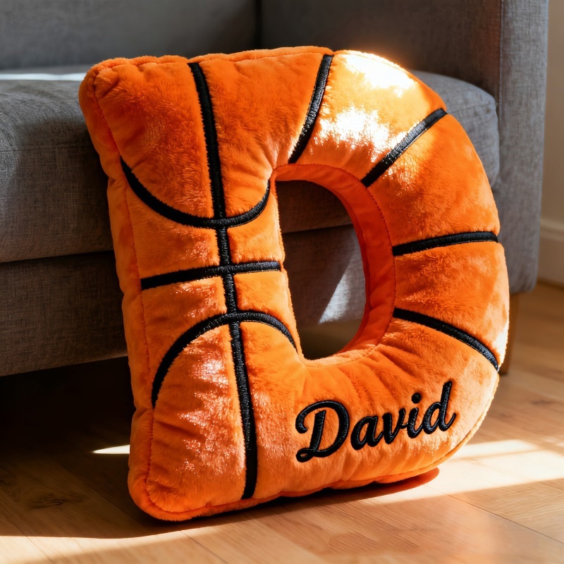 Personalized Graphic3dprint Basketball Letter Shaped Pillow With Custom Name For Sports Fans