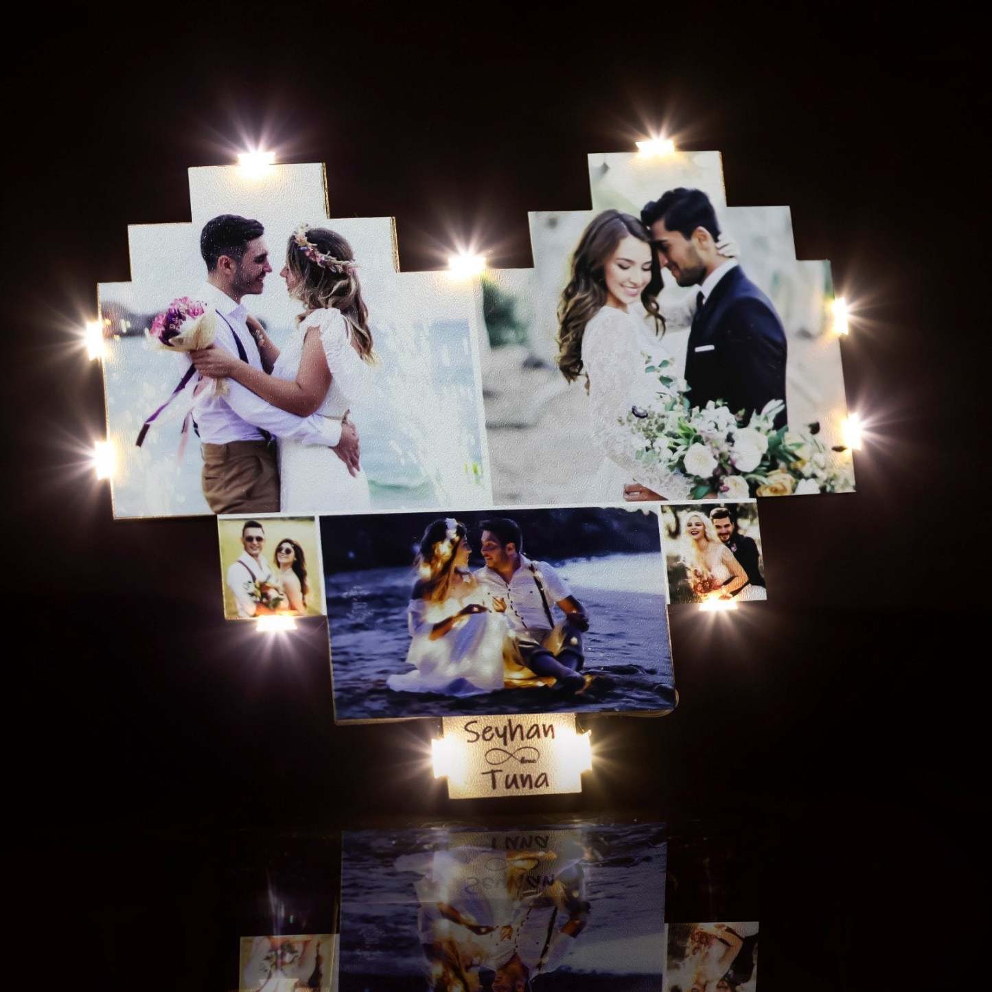 Custom Heart Shape Photo Collage Lamp with Photos - Christmas Gift