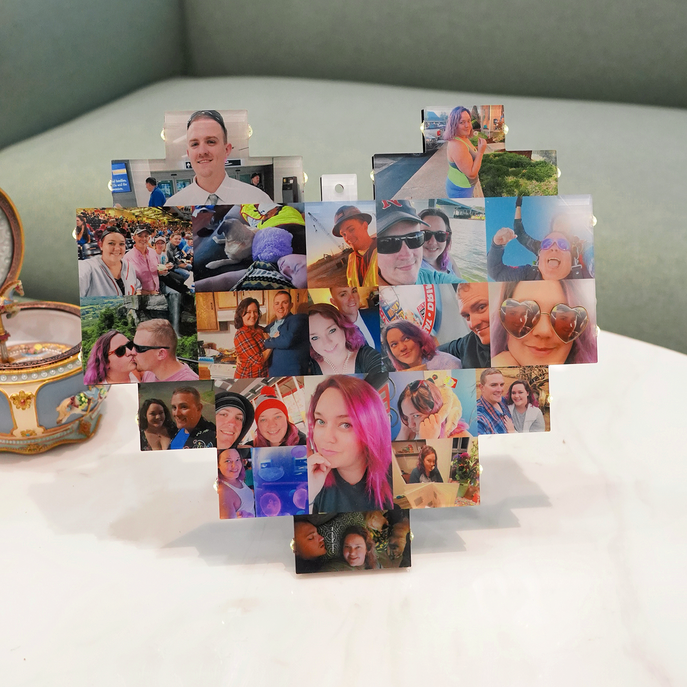 Custom Heart Shape Photo Collage Lamp with Photos - Christmas Gift
