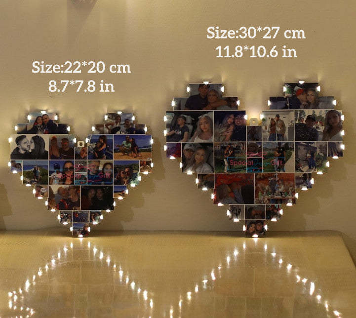 Custom Heart Shape Photo Collage Lamp with Photos - Christmas Gift