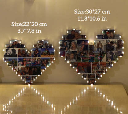 Custom Heart Shape Photo Collage Lamp with Photos - Christmas Gift