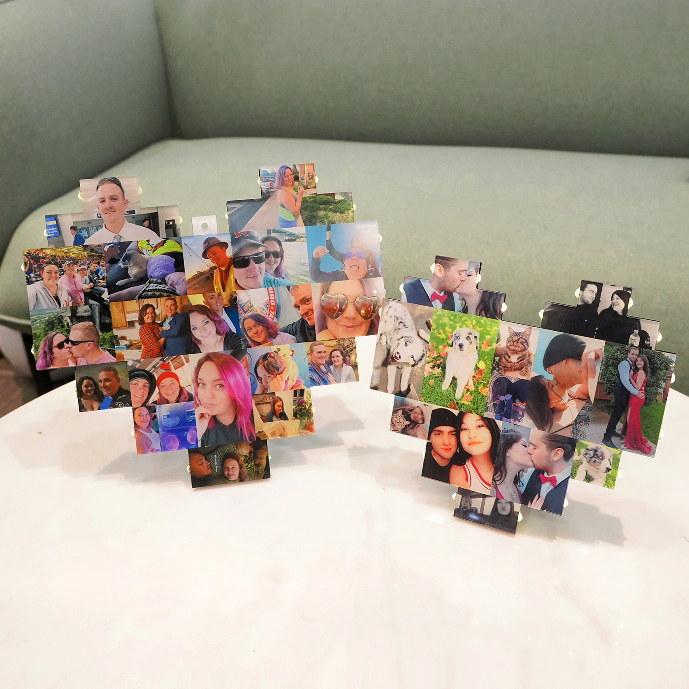 Custom Heart Shape Photo Collage Lamp with Photos - Christmas Gift