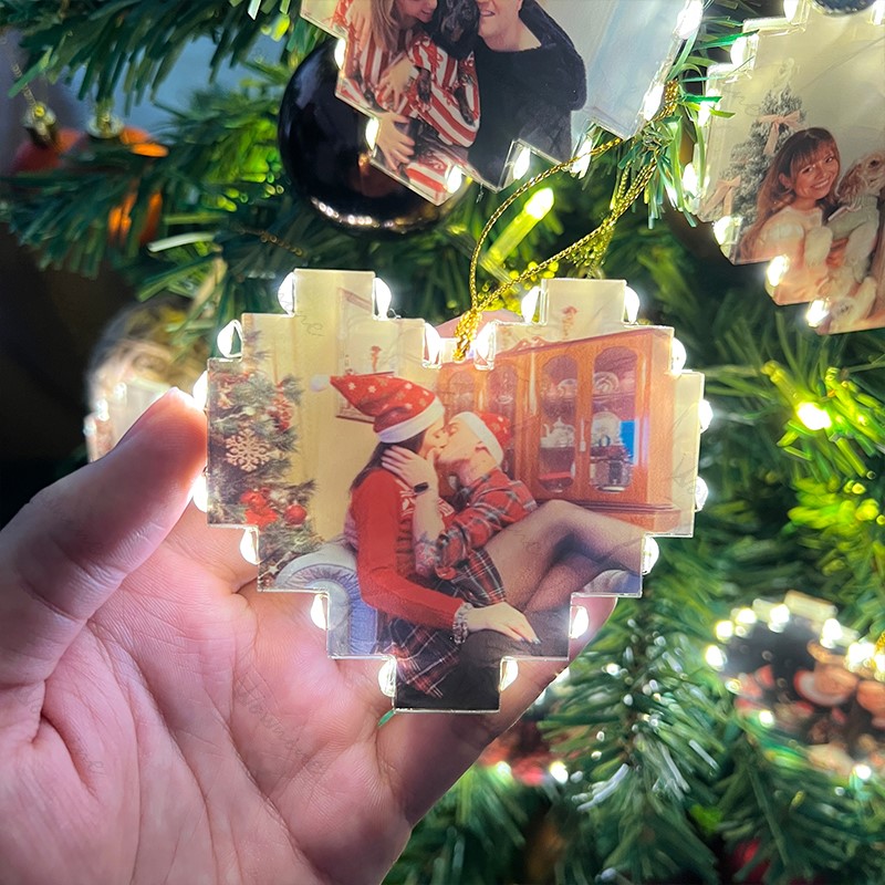 Custom Heart Shape Photo Collage Lamp with Photos - Christmas Gift