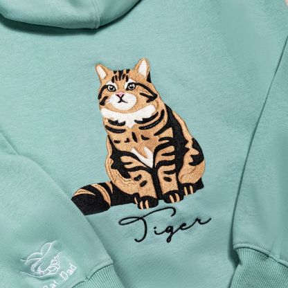 Personalized Embroidered Pet Photo T-Shirt Sweatshirt Hoodie With 1-2 Names Pet Party Birthday Gift For Pet Lovers