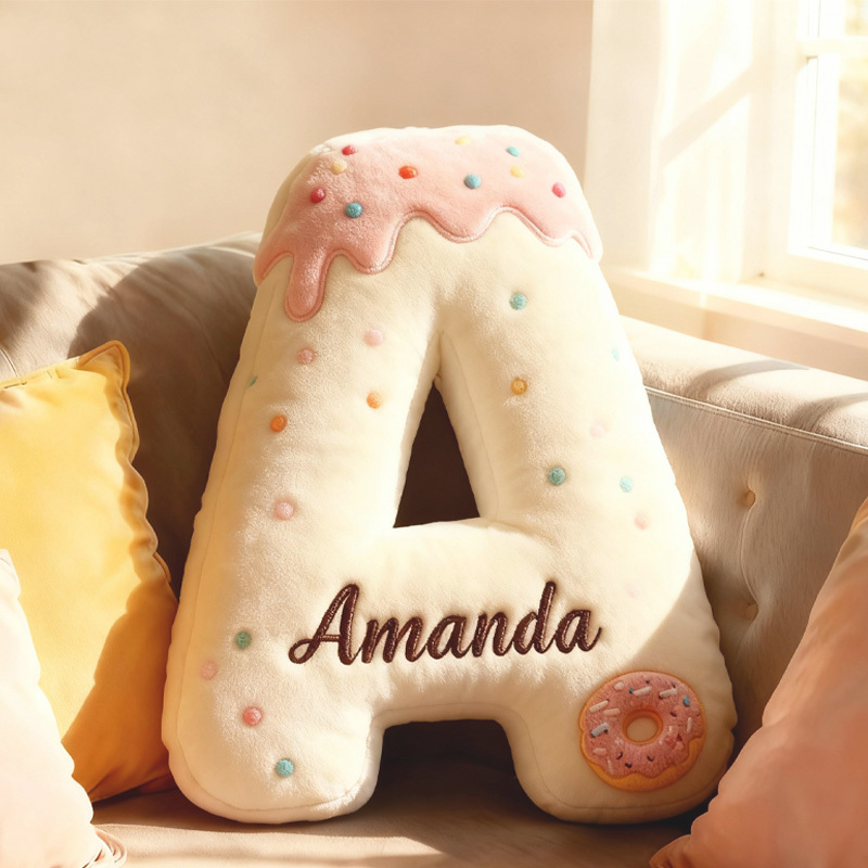 Personalized 3d Printed Donut Letter Christmas Pillows With Customizable Names