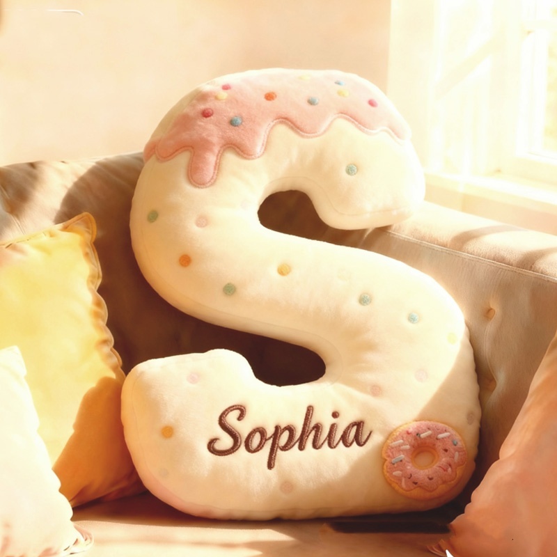 Personalized 3d Printed Donut Letter Christmas Pillows With Customizable Names