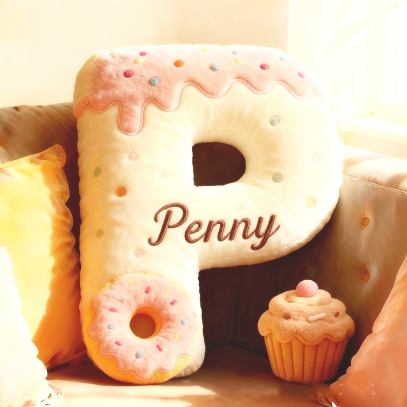 Personalized 3d Printed Donut Letter Christmas Pillows With Customizable Names