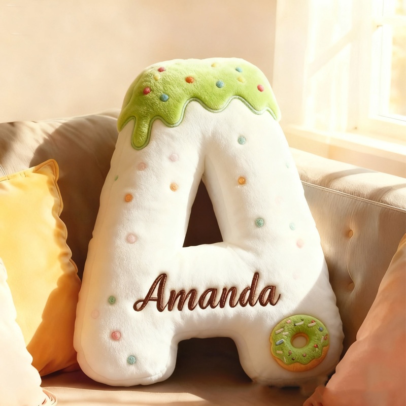 Personalized 3d Printed Donut Letter Christmas Pillows With Customizable Names