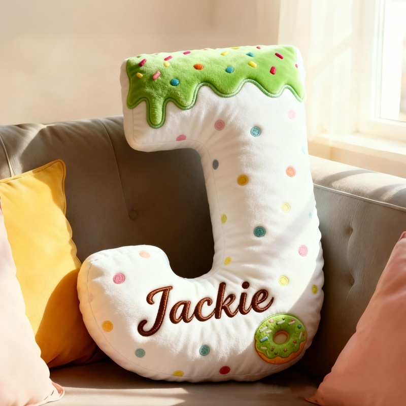 Personalized 3d Printed Donut Letter Christmas Pillows With Customizable Names