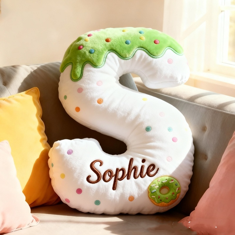 Personalized 3d Printed Donut Letter Christmas Pillows With Customizable Names