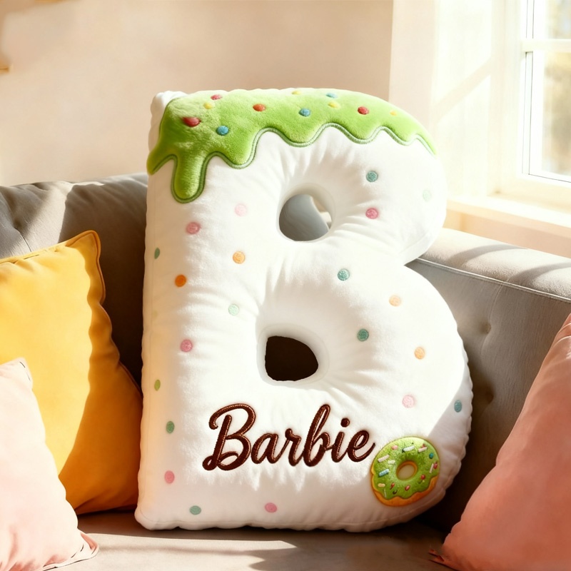 Personalized 3d Printed Donut Letter Christmas Pillows With Customizable Names