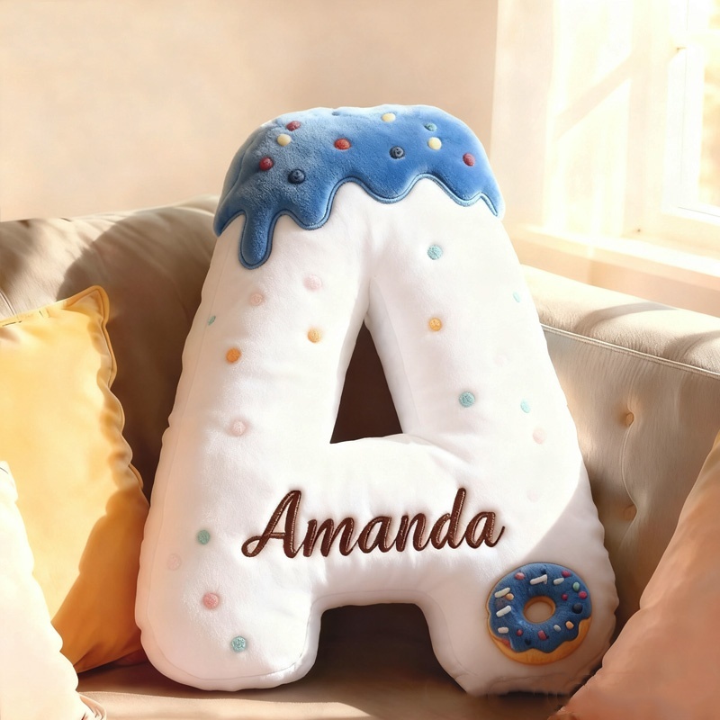 Personalized 3d Printed Donut Letter Christmas Pillows With Customizable Names
