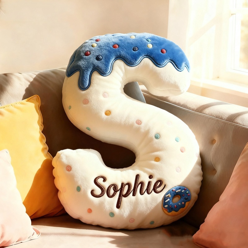 Personalized 3d Printed Donut Letter Christmas Pillows With Customizable Names