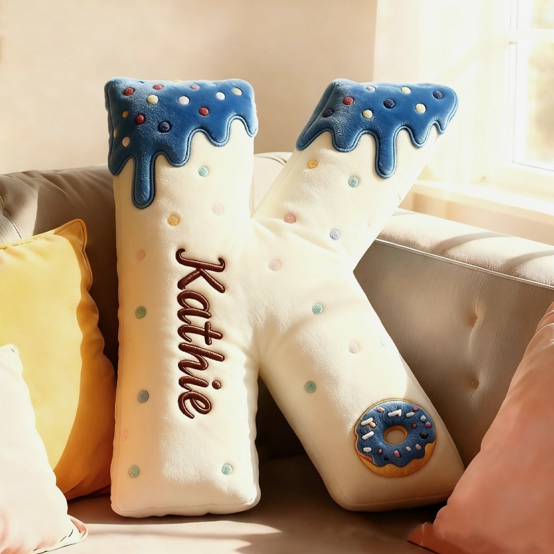 Personalized 3d Printed Donut Letter Christmas Pillows With Customizable Names