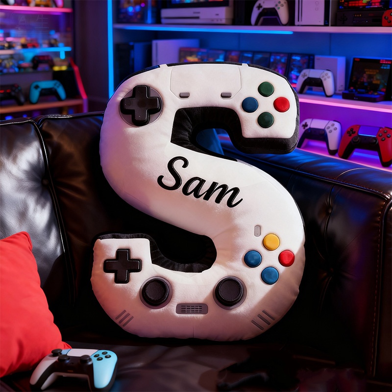 Personalized Graphic 3d Print Controller Alphabet Shaped Christmas Pillow For Game Lovers Christmas Gift