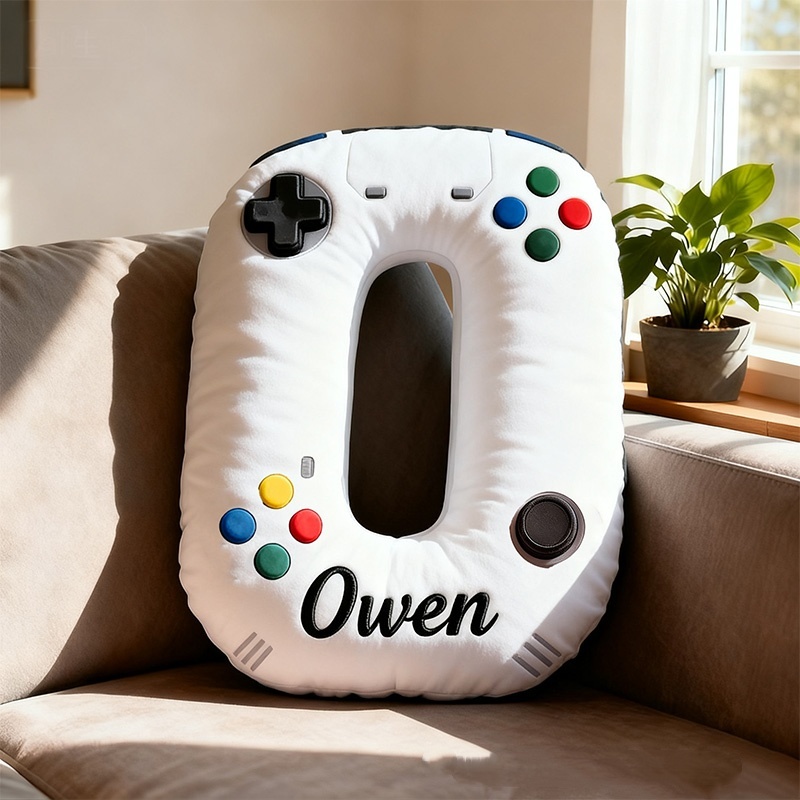 Personalized Graphic 3d Print Controller Alphabet Shaped Christmas Pillow For Game Lovers Christmas Gift