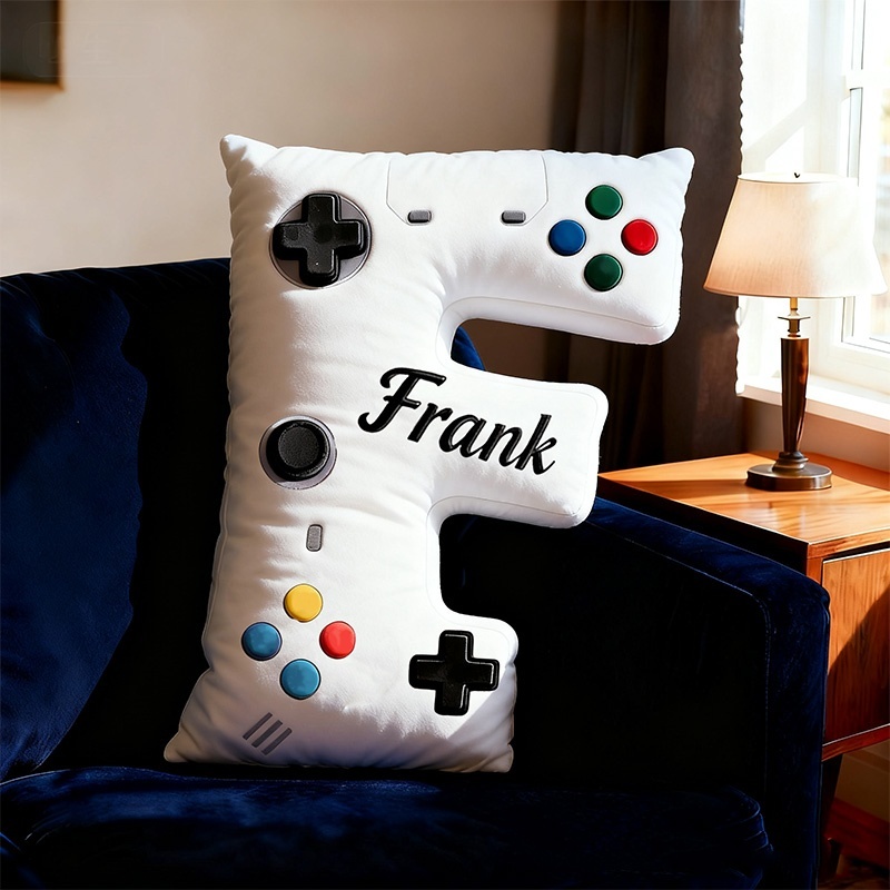 Personalized Graphic 3d Print Controller Alphabet Shaped Christmas Pillow For Game Lovers Christmas Gift