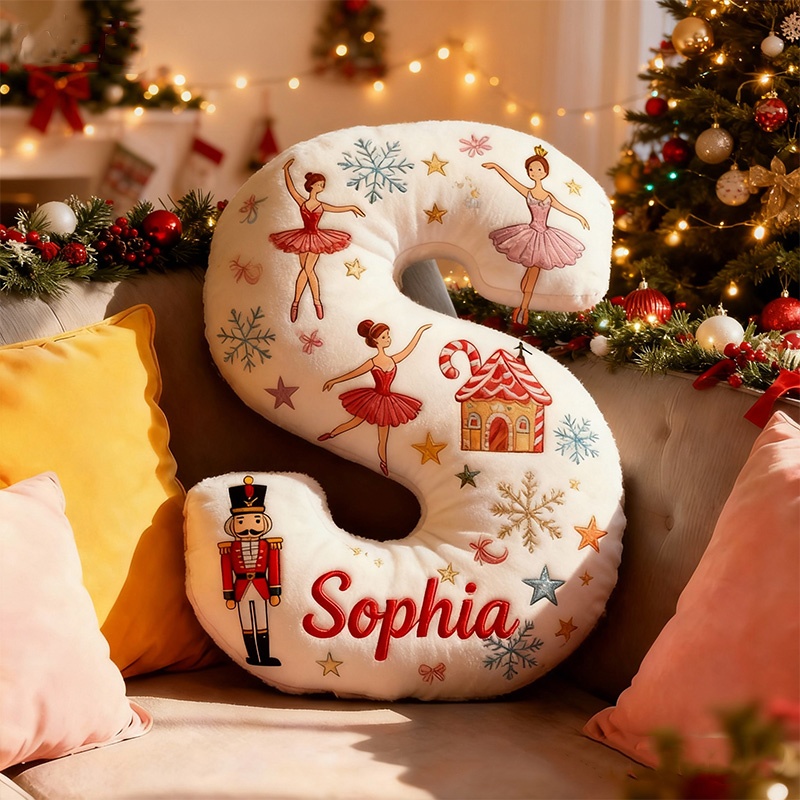 Personalized 3d Printed Nutcracker Ballet Letter-Shaped Pillow – The Perfect Christmas Gift For Dance Enthusiasts.