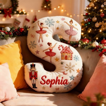 Personalized 3d Printed Nutcracker Ballet Letter-Shaped Pillow – The Perfect Christmas Gift For Dance Enthusiasts.