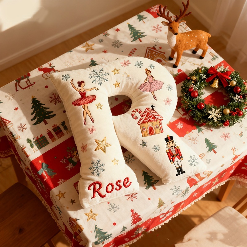 Personalized 3d Printed Nutcracker Ballet Letter-Shaped Pillow – The Perfect Christmas Gift For Dance Enthusiasts.